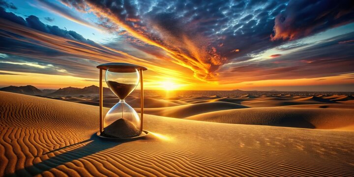 Hourglass in Desert: Symbol of Human Finitude | Surreal Concept Art