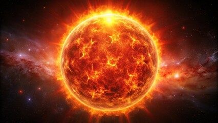 Red giant sun in outer space galaxy