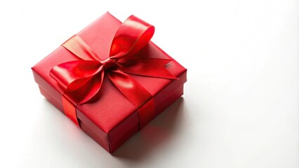 Obraz premium red gift box with red ribbon on white background