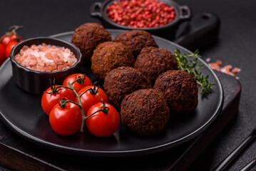 Falafel vegetarian and vegan dish made with chickpeas, spices and herbs