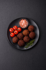 Falafel vegetarian and vegan dish made with chickpeas, spices and herbs