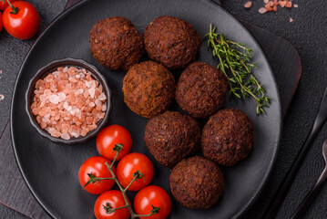 Falafel vegetarian and vegan dish made with chickpeas, spices and herbs