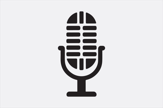recommend clip art: A black vector illustration of a logo style microphone