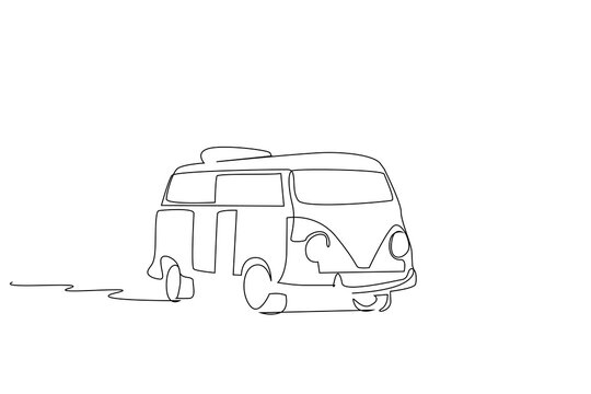 recommend clip art: old german caravan vintage retro car object one line art design vector