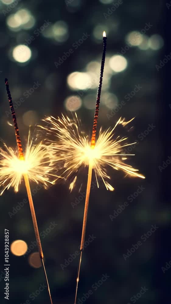 Poster lit sparklers against a blurred bokeh background