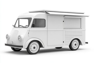 Food Truck Isolated on White Background. Realistic 3D Rendering for Delivery Service Design
