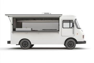 Fototapeta premium Food Truck Isolated. Realistic White Delivery Van for Food Mock Up Design