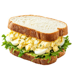 Creamy egg salad sandwich on fresh bread, vibrant colors, inviting texture, perfect for a satisfying meal or snack