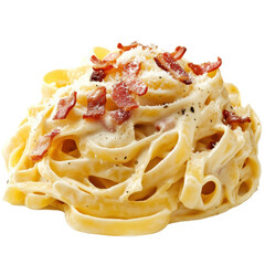 Creamy Fettuccine Carbonara with Bacon, indulgent pasta dish featuring rich sauce and crispy bacon, perfect for gourmet dining experiences