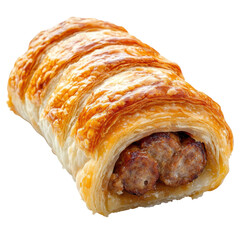 Flaky Pastry Delight, a savory sausage roll encased in golden, flaky pastry, perfect for a hearty snack or appetizer.
