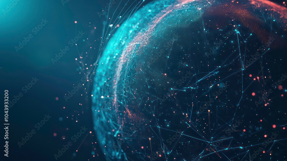 Aufkleber Abstract globe with connecting lines and points representing data, network, or communication.