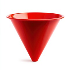 Funnel Isolated Plastic Red Equipment Tool Utensil White Background with Clipping Path