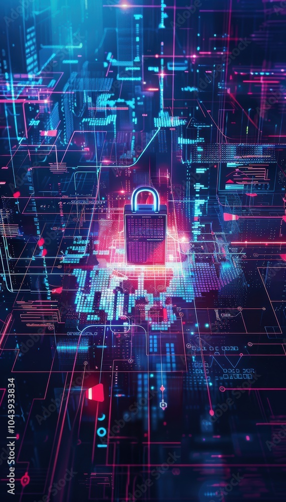 Poster cybersecurity promotion: sleek imagery of network security tools for a free vulnerability scan