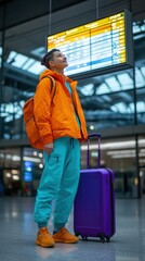 Traveler with suitcase at the airport, AI generated