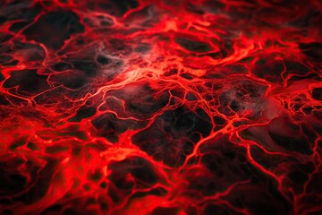 Red marbling pattern on black background with eerie and scary atmosphere Depth of Field