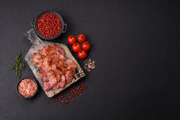Delicious crispy bacon grilled with salt and spices