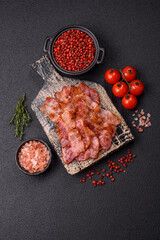 Delicious crispy bacon grilled with salt and spices