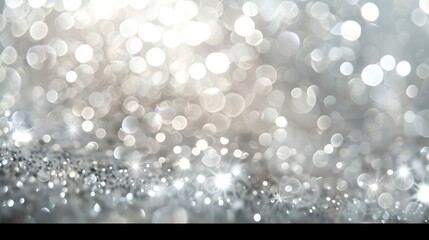 Silver glitter texture white sparkling shiny wrapping background Silver Sequins in Abstract Focus