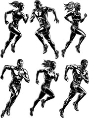 run runner men women sport silhouette