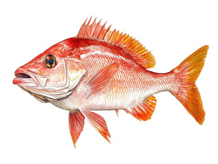 Vibrant illustration of a red snapper fish with striking orange and red hues.