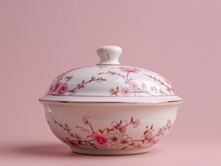 Floral Design on a White Porcelain Bowl.