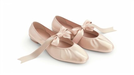 Elegant Pink Satin Ballet Flats with Ribbon Bows