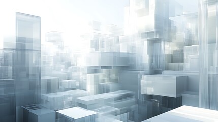 Abstract Cityscape of Interlocking Glass Buildings.