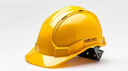 Fototapeta premium Yellow hard hat on a neutral background, emphasizing safety gear used in construction and industrial environments