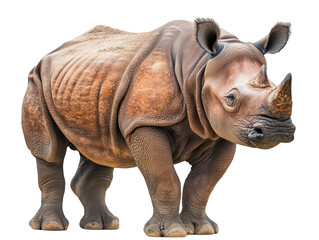 Obraz premium Close-up of a majestic rhinoceros standing in a dynamic pose.