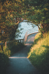 spring danish walking path with flowers and greenery