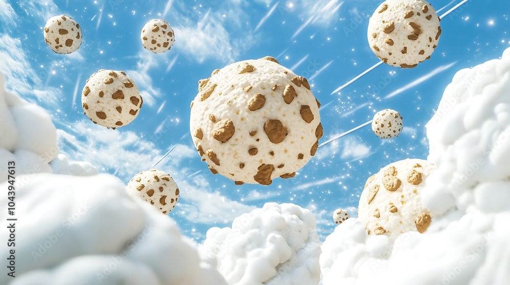 Canvas Prints Abstract Surreal Sky with Cookie Dough Planets.