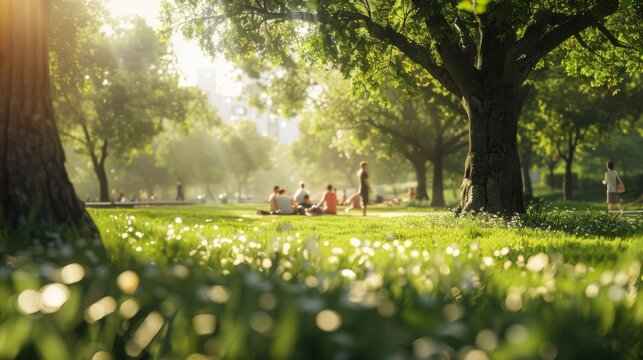 Peaceful Summer Day in a Lush Green Park - Powered by Adobe