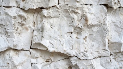 White Cracked Rock Wall Texture - Natural Stone Background