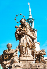 Historical Statue at Stary Rynek Square in Poznań, Poland, with a Beautiful Blue Sky © explorateurphotos