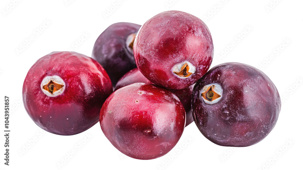 Poster fresh ripe cranberries arranged on a transparent background generative ai