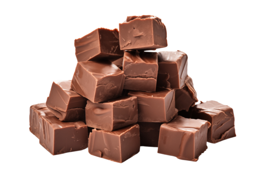 Chocolate fudge isolated on transparent or white background, png