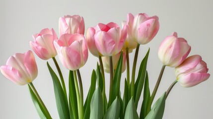Fototapeta premium Pink Tulips Bouquet: Delicate Blooms in Pastel Colors