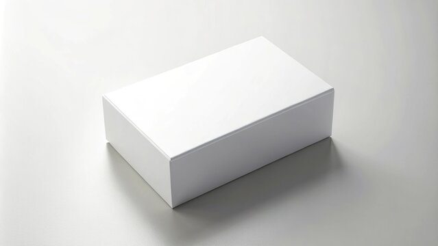 Close-up view of a white horizontal rectangle blank box from a top angle