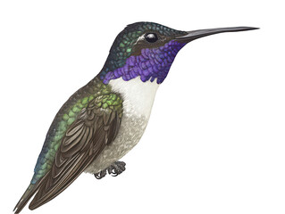 Fototapeta premium Detailed illustration of a vibrant hummingbird with colorful plumage.
