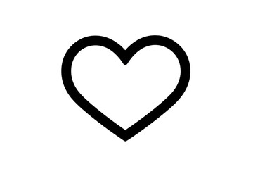 Minimalist black heart icon on transparent background, symbolizing love, care, and affection in a simple and elegant design.