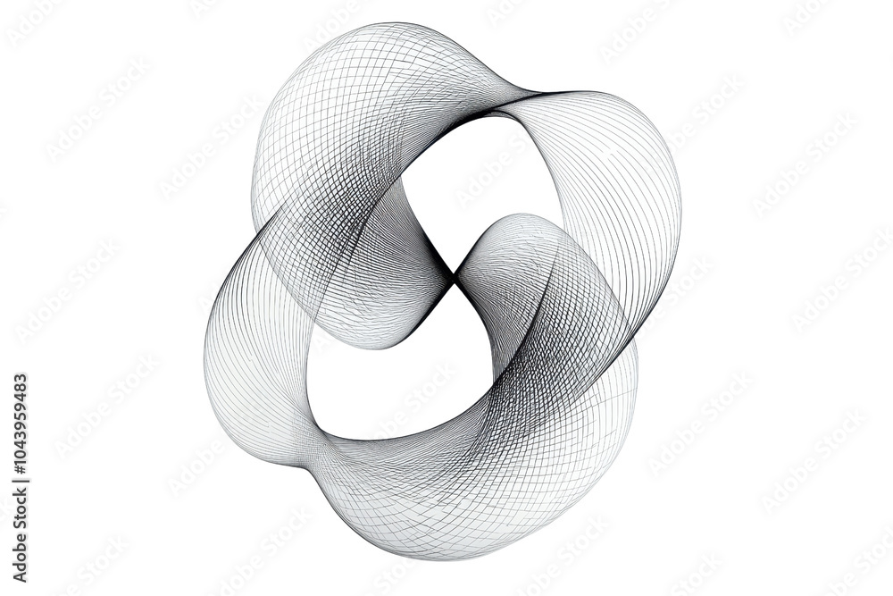 Poster abstract black and white geometric shape created with intricate lines on a transparent background. o