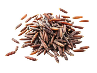 Close-up of organic wild rice grains, showcasing their natural texture and rich brown hues.