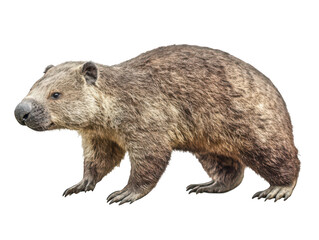 A realistic illustration of a wombat with detailed fur texture and natural stance.