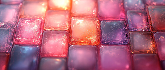 Abstract Colorful Glass Blocks with Glowing Light Effects