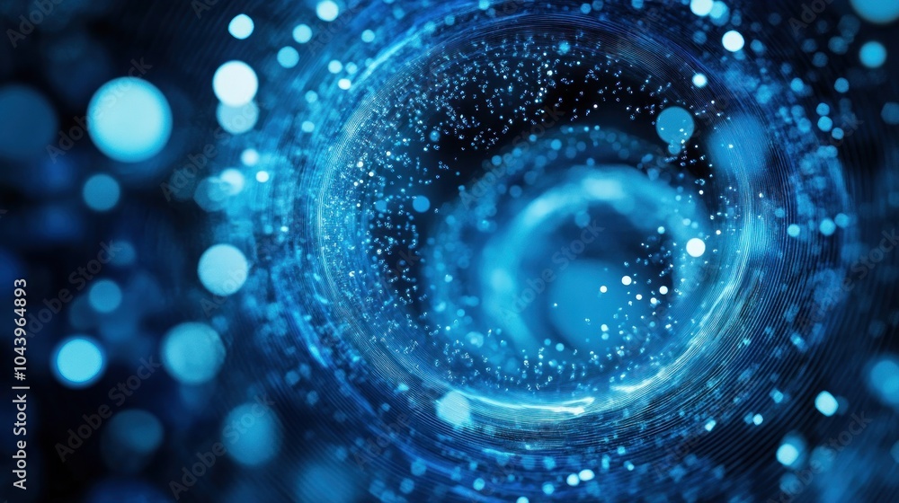Aufkleber abstract blue vortex with glowing particles, conveying a sense of depth and motion.