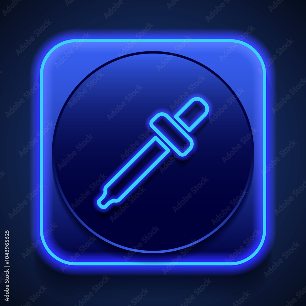 Poster dropper simple icon vector. flat design. blue neon style on button. with shadow