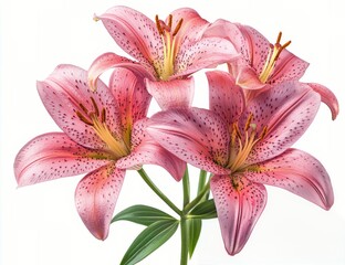 Obraz premium Beautiful pink lilies showcasing delicate petals and vibrant colors in a bright setting