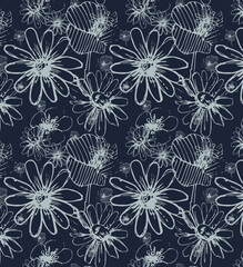 Abstract Digital Hand Drawn Seamless Floral pattern background, ready for print allover flower textile print pattern.