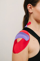 Medical tapes produce motion, improves posture and helps with stabilizing joints. Shoulder...