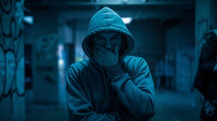 mysterious man in a hood